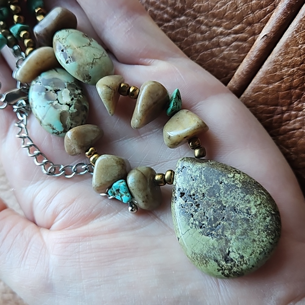 Multi Stone | Necklace with Pendant Drop